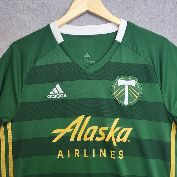 Portland Timbers Adidas Shirt Mens M Climalite Soccer Jersey Alaska Airlines - Picture 2 of 11
